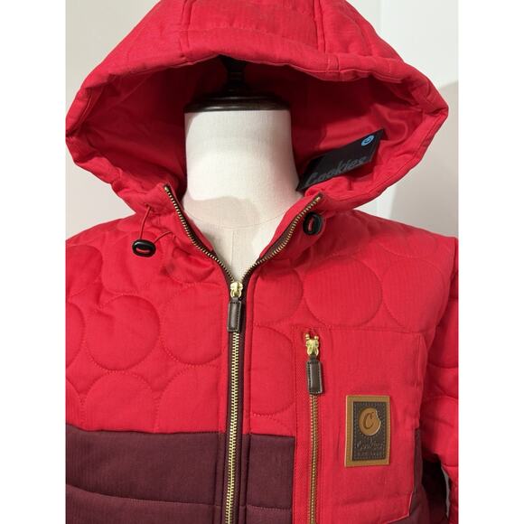 NEW Cookies Park Ave Coated Herringbone Hooded Coat Jacket Red Size XL - Picture 2 of 4
